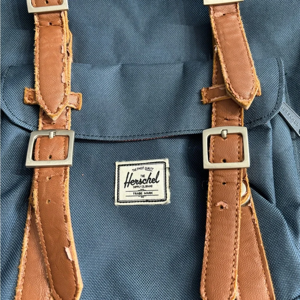 Herschel Supply Company Blue Backpack with Brown Straps
